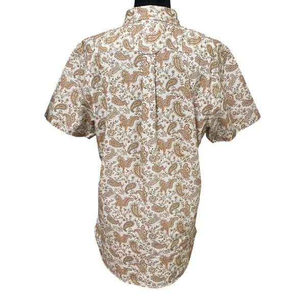 Nifty Genius Truman Shirt Medium Cream Orange Paisley Print Button Front NWT - Picture 5 of 9